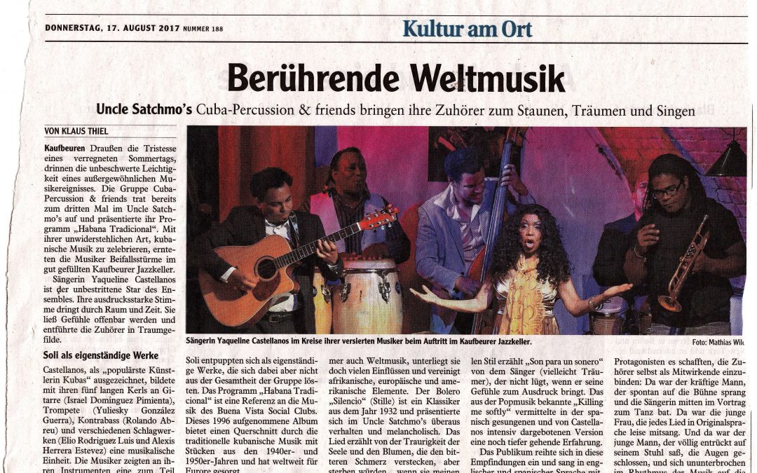 Berührende Weltmusik im Satchmos 12.8.2017